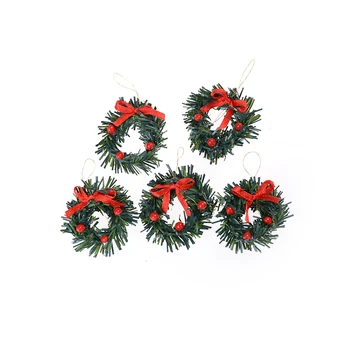 1бр 4 см мини-Коледен венец зелен цвят с орнаменти във формата на бор, за украса на коледната елха за домашно парти Навидад Коледни аксесоари