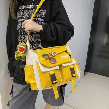 Дамски диагонал чанти през рамо със стил харадзюку за жени, младежки найлонови чанти, чанта през рамо, модерен холщовая чанта-месинджър, чанти Bolsas