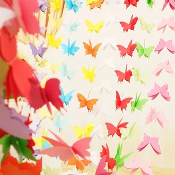 хартия банер с 3D пеперуда 3 м, постепенен цветна завеса, украса за сватба, венец, банер за парти по случай рождения ден на детето