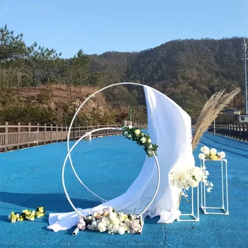 Поставка за фон на сватбена арка под формата на железен кръг, Открита поляна, през Цялата Сватба цвете, Вратата се поставка, Декор за парти с балони за рожден Ден