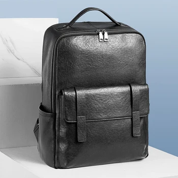 Луксозен Брендовый Мъжки раница за лаптоп, кожена младежта училищна чанта, раница за пътуване с голям капацитет, мъжка бизнес чанта Mochila