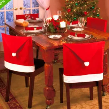 Коледни калъфи за столове, продукти за декорация на дома, 6 бр.