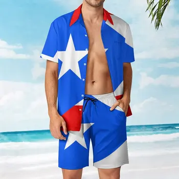 Мъжки плажен костюм Пуерто Рико с графични интерфейси от 2 части на Висококачествен домашен размер на Eur