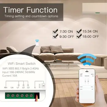 Sasha Wifi Mini Smart Switch 3 GANG 100-240 В Timer Превключва контролер за Умна къща Smart Life Работи с Алекса Google Home
