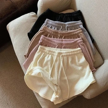Летни дамски къси панталони с висока еластичност, шнур, широки спортни панталони свободно, намаляване на размера на 4XL, ежедневни шорти за тренировки, горещи секси панталони