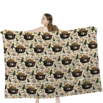 Наметала с шарките на Smokey bear в ретро стил, меко бархатное одеяло спално бельо за пътуване, одеало
