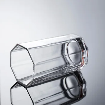 Стъклена чаша Домакински Однотонная минималистичная чаша за вода за всекидневна Прозрачна Бирената чаша Термостойкая млечни чаша Осмоъгълна чаша
