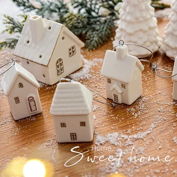 Украса за Коледна елха от бяла керамика 2023, Коледната разпродажба, коледни украшения за дома, Подаръци
