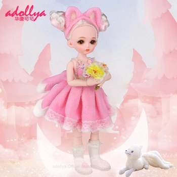 Кукла Adollya BJD Розова Лисица 32 см Шарнирная Кукла с Възлест тръба на шарнирна Връзка Включва Дрехи 3D Очите на 26 Подвижни Стави Принцеса 1/6 BJD Кукли