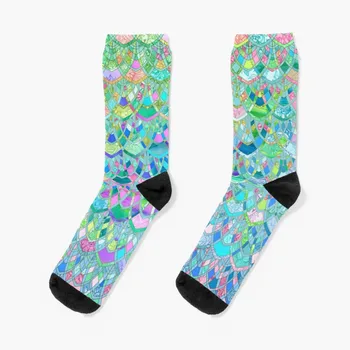 Акварел лоскутный модел в стил ар-деко 1 Чорапи забавни подаръци чорапи за Коледа компресия чорапи дамски Чорапи мъжки