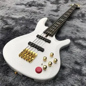 Изработена по поръчка 5-струнен електрически бас китара тип BB-NE Nathan East NE бял цвят