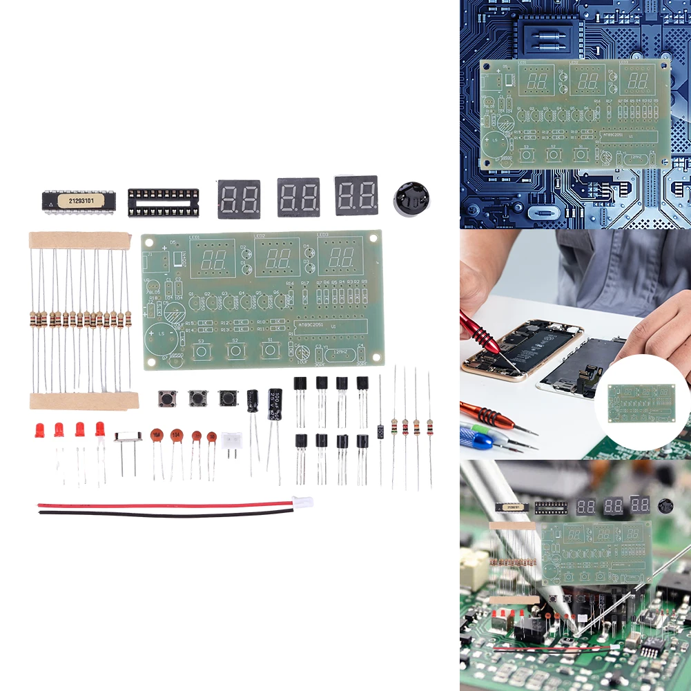 Комплект за производство на електронни часа AT89C2051, комплект електронен будилник на 7-12, 6-битов цифров led дисплей, модул за обучение, определени за Arduino
